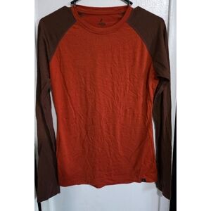 Merino Ridge Men's Long Sleeve Orange and Brown Shirt